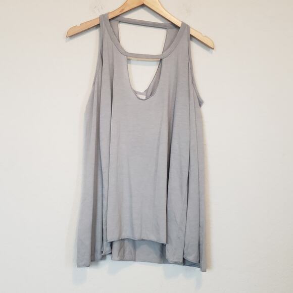 Chaser Gray Cold Shoulder Bell Sleeve Top Women's Medium Boho Chic Casual - Picture 1 of 10